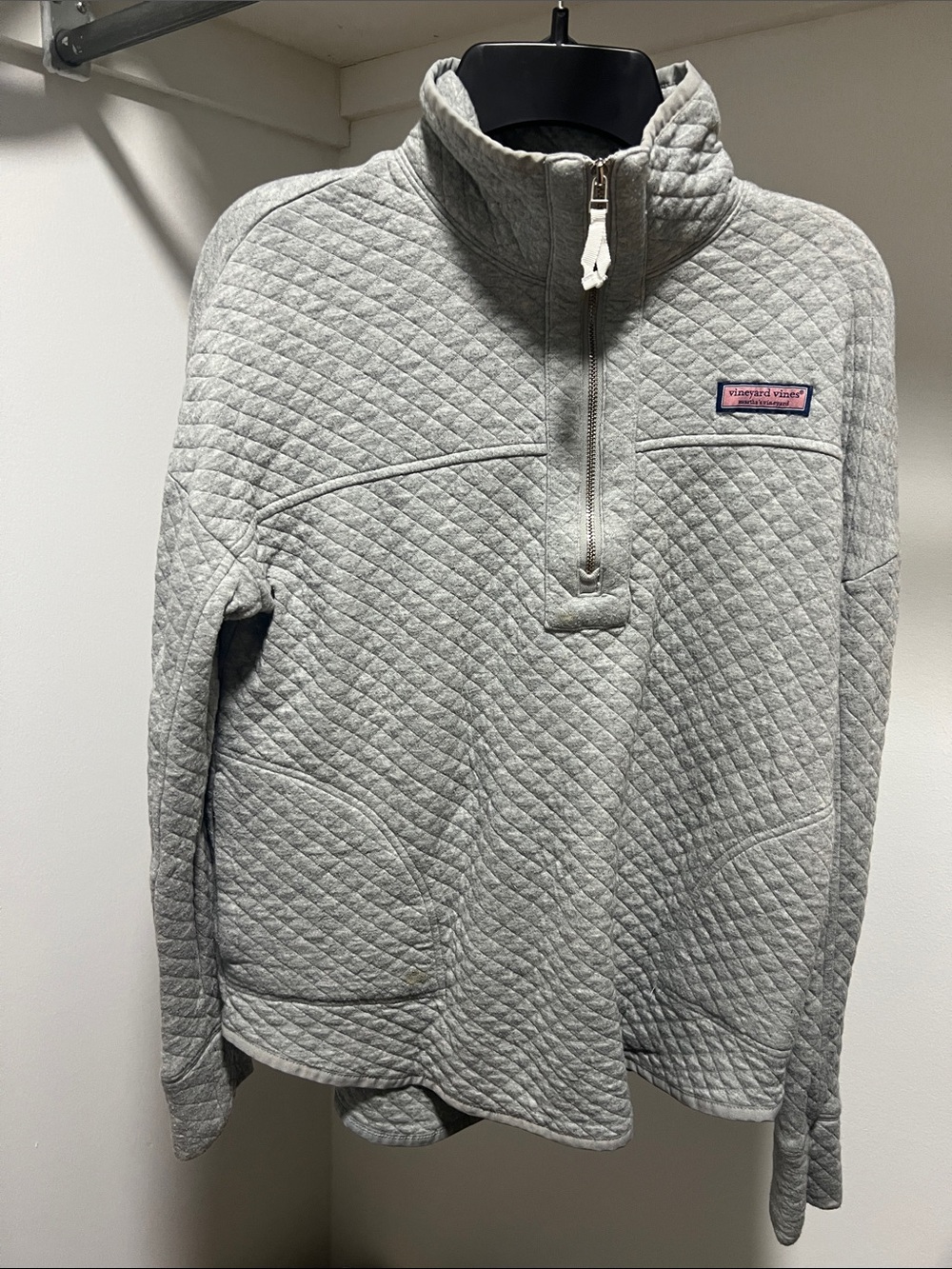 Vineyard Vines Quilted Quarter-Zip Pullover - Light Gray